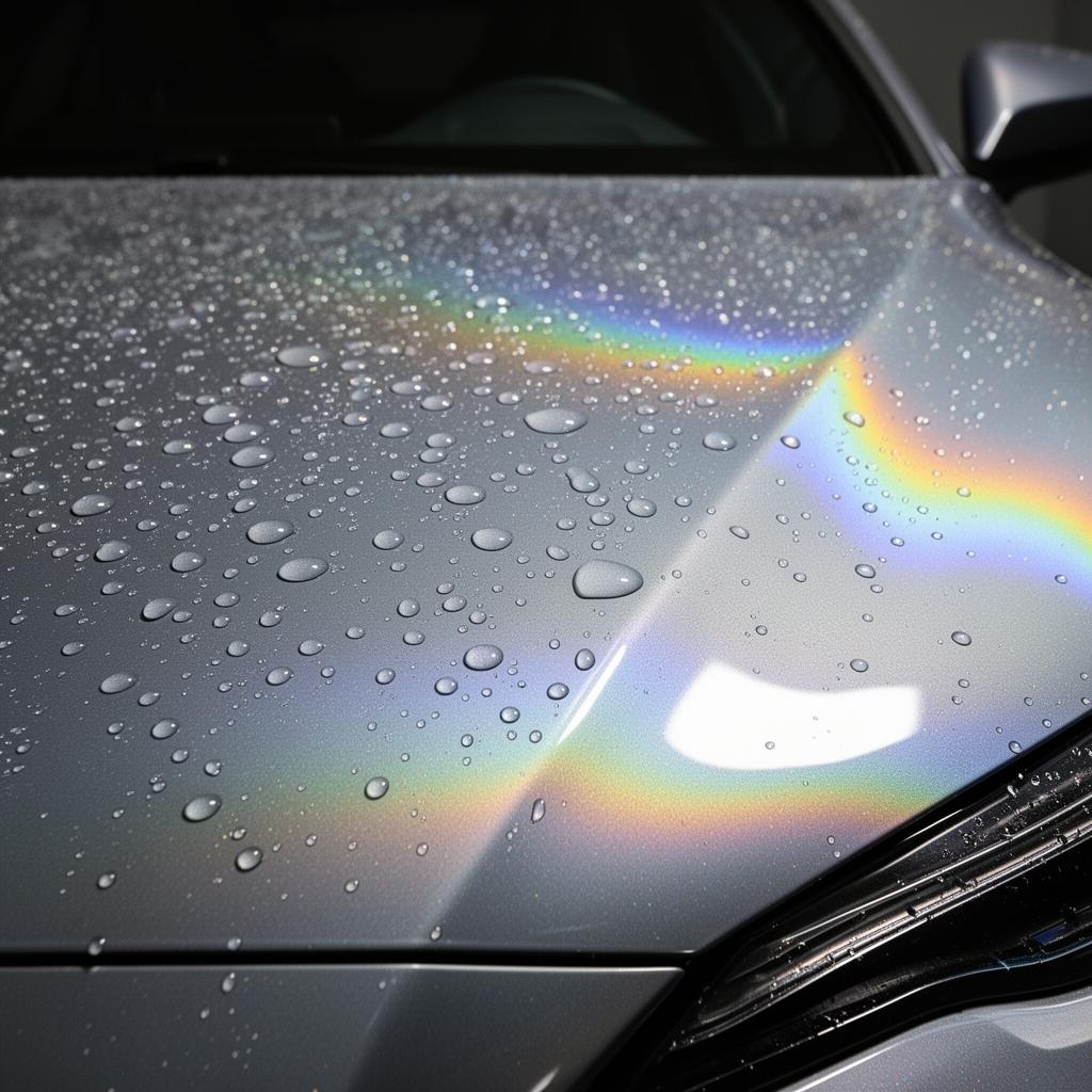 Ceramic coating water beading effect